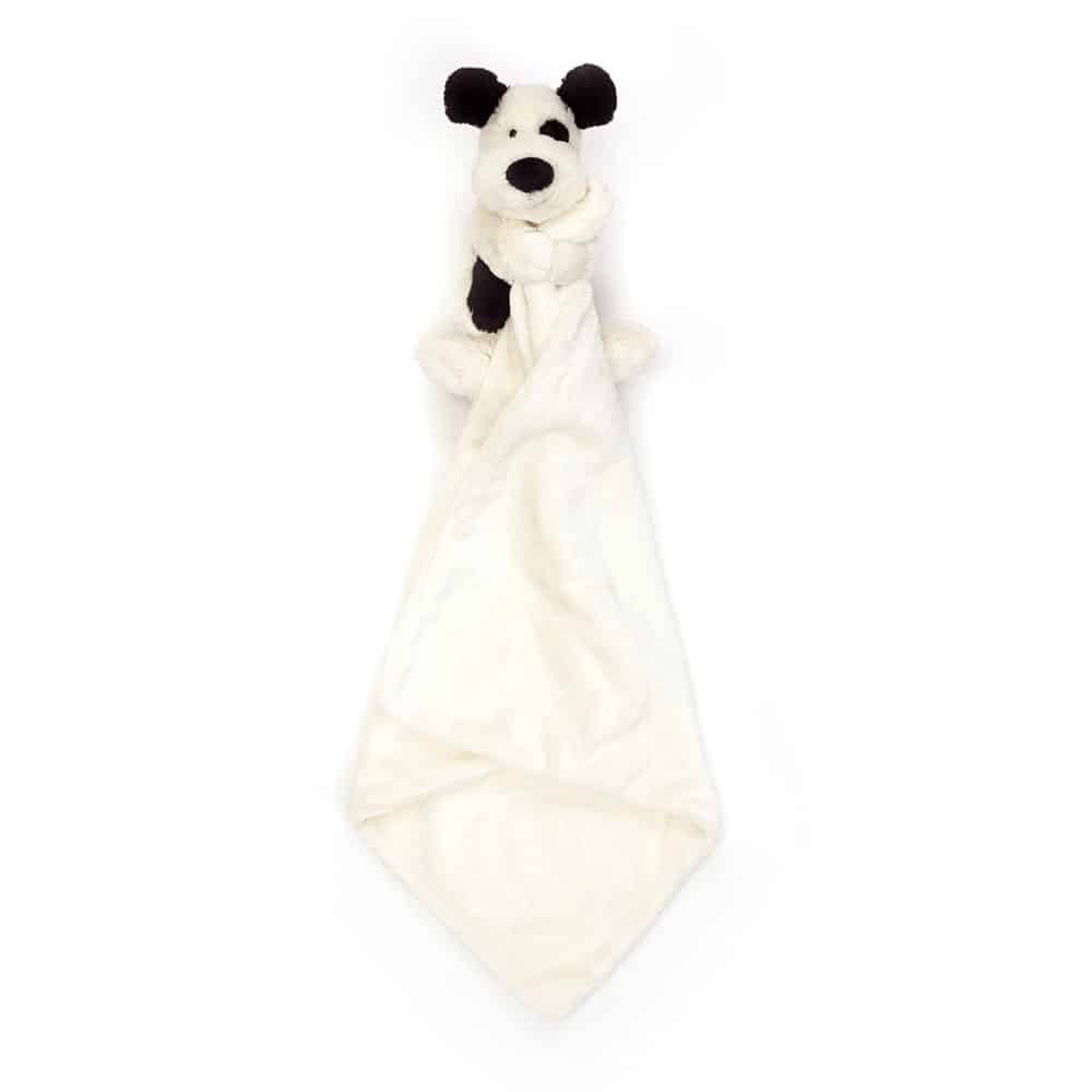Jellycat Bashful Rufferty Black & Cream Puppy Soother open