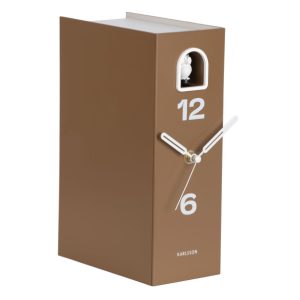 Karlsson Table Clock Book Owl Mocha Brown 1