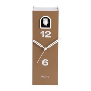 Karlsson Table Clock Book Owl Mocha Brown