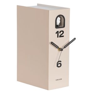 Karlsson Table Clock Book Owl Warm Grey