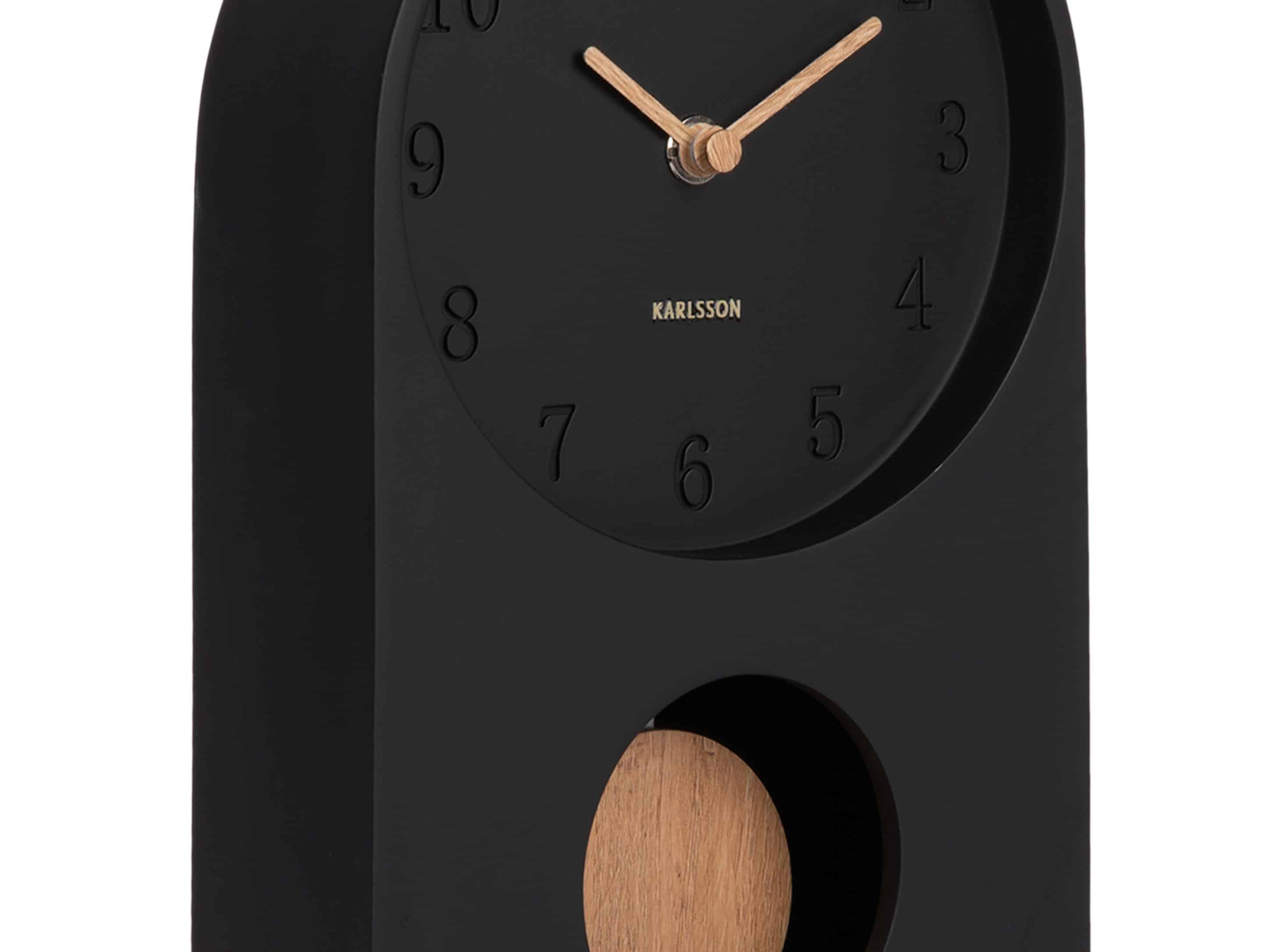 Karlsson Table Clock Paris Arch with Pendulum Black