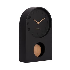 Karlsson Table Clock Paris Arch with Pendulum Black