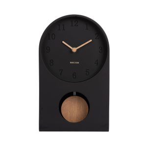 Karlsson Table Clock Paris Arch with Pendulum Black