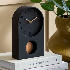 Karlsson Table Clock Paris Arch with Pendulum Black