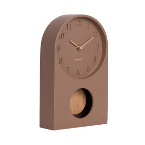 Karlsson Table Clock Paris Arch with Pendulum Brown
