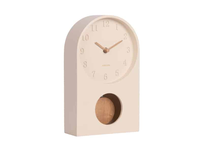 Karlsson Table Clock Paris Arch with Pendulum Off White