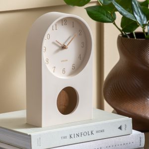 Karlsson Table Clock Paris Arch with Pendulum Off White