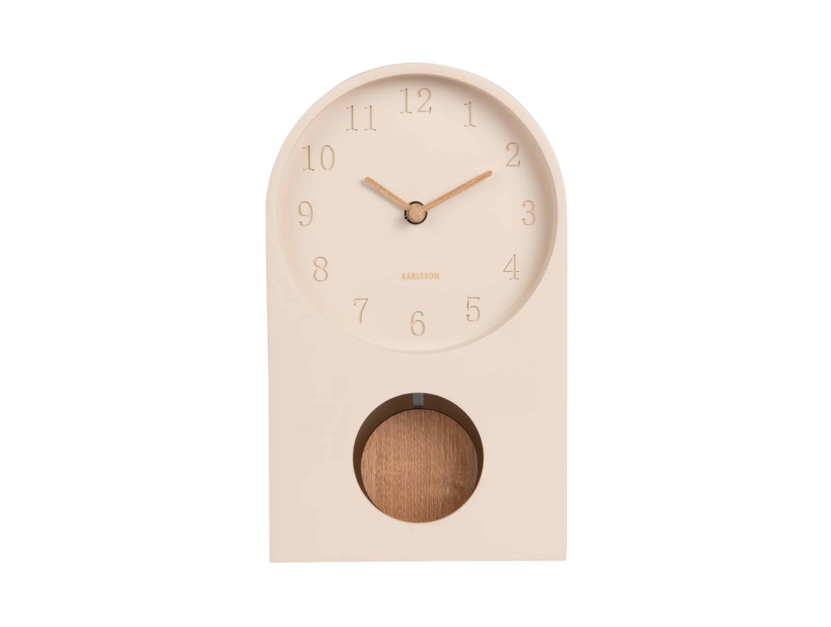 Karlsson Table Clock Paris Arch with Pendulum Off White