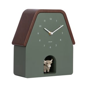 Karlsson Wall Clock Highland Cow Cuckoo Green