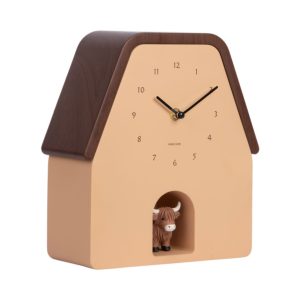 Karlsson Wall Clock Highland Cow Cuckoo Latte Brown