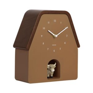 Karlsson Wall Clock Highland Cow Cuckoo Mocha Brown
