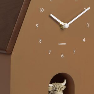 Karlsson Wall Clock Highland Cow Cuckoo Mocha Brown