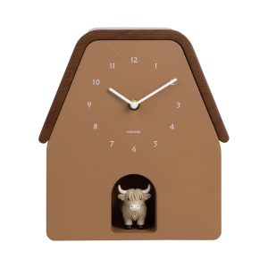 Karlsson Wall Clock Highland Cow Cuckoo Mocha Brown