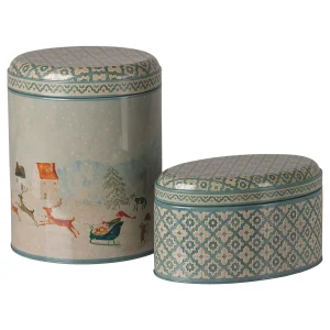 Maileg Metal box set of 2 - Santa is coming