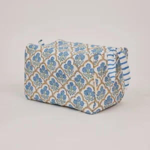 Organic Cotton Toiletry Bag (Large) - Trellis Indigo