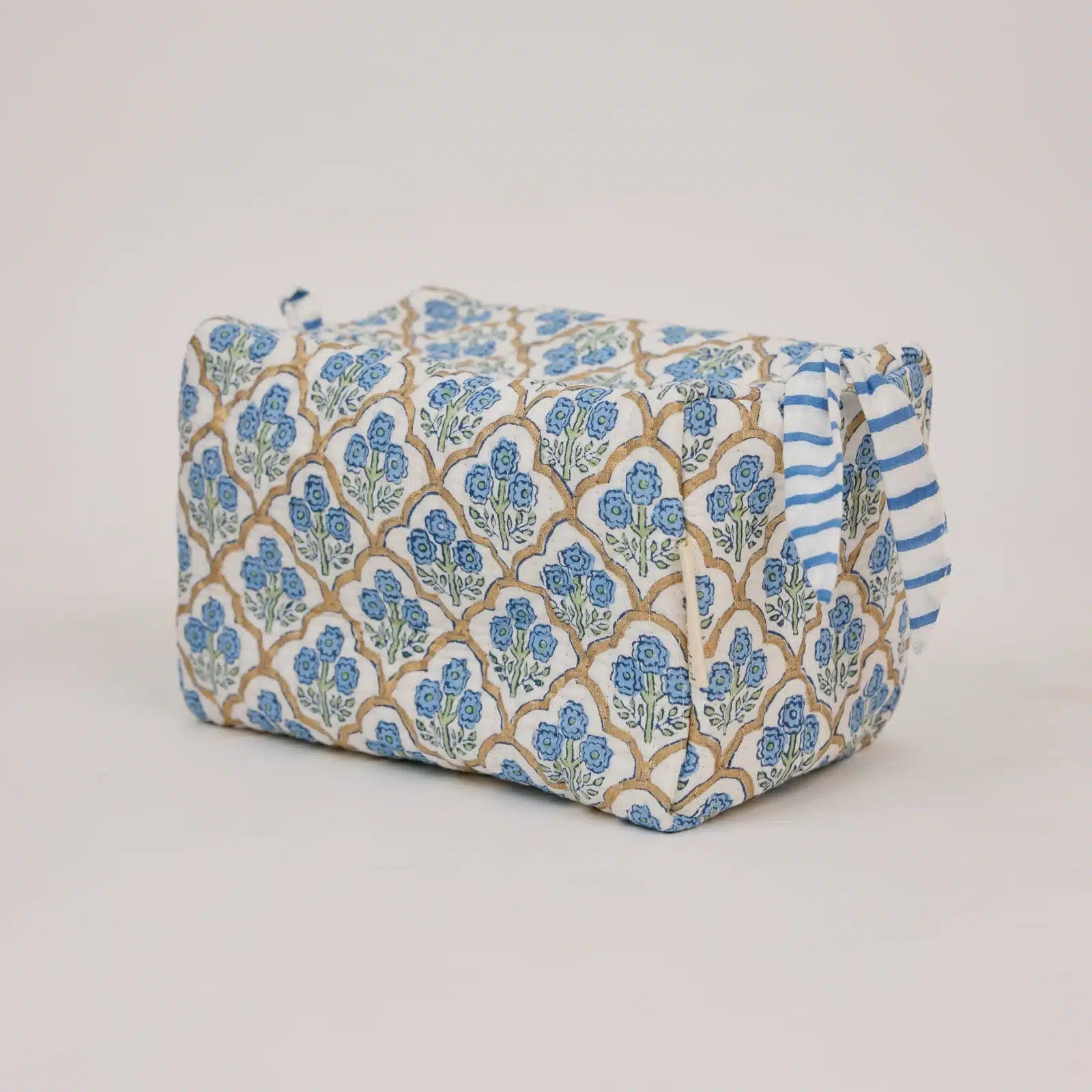 Organic Cotton Toiletry Bag (Large) - Trellis Indigo