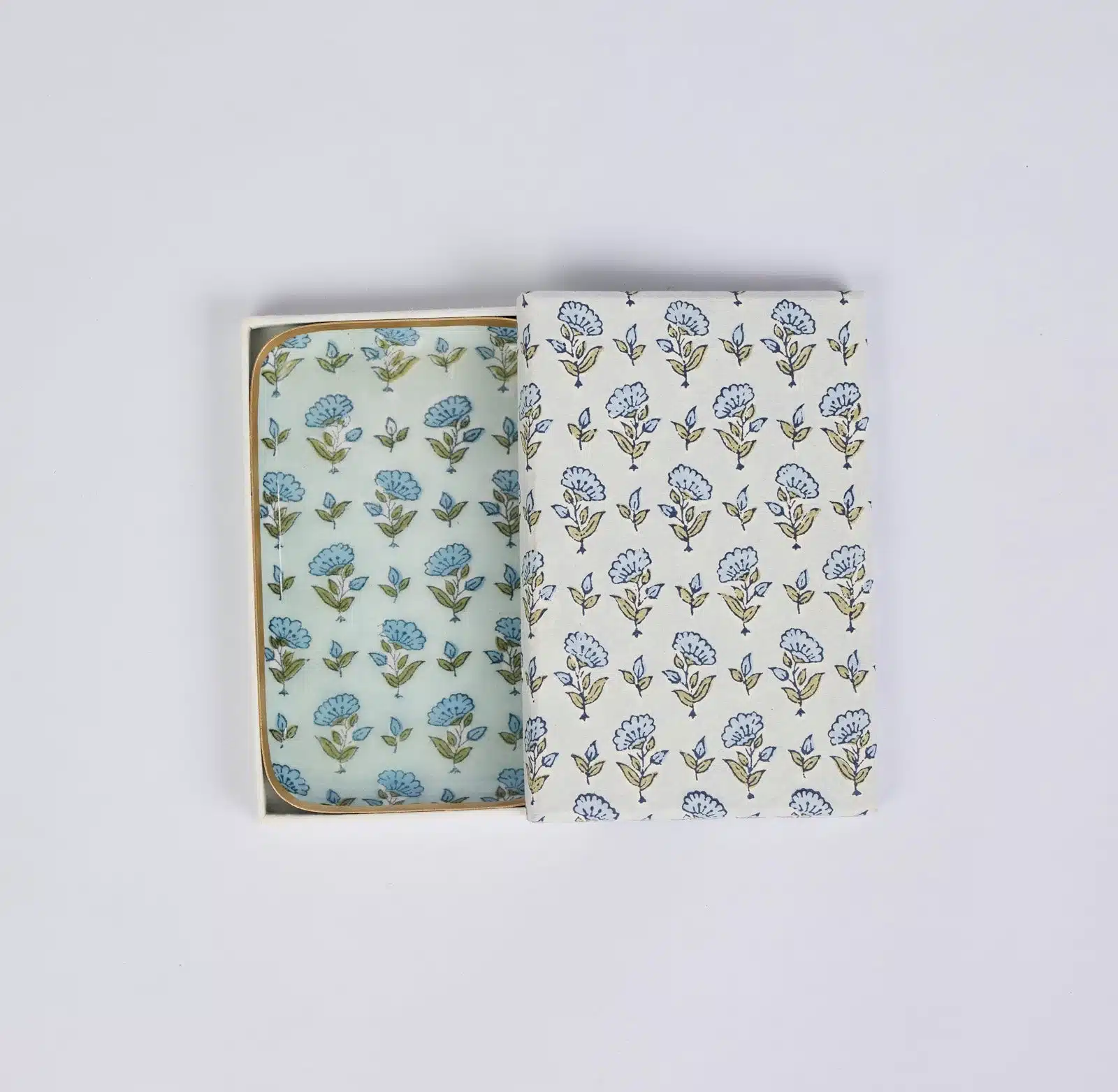 Paper Mirchi Decorative Enamelled Tray - Ditsy Floral Blue Stone - Image 4