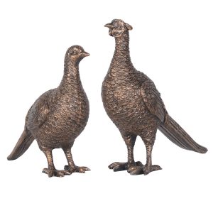 Set of 2 Bronze Effect Pheasants