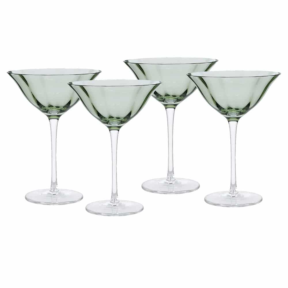 Set of 4 Green Fleur Coupe Glasses
