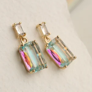 Silk Purse, Sow's Ear Rainbow Baguette Earrings