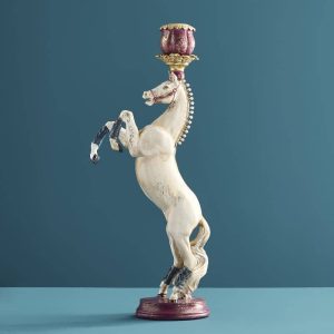 WERNS® Candelabra Circus Horse, White Polyresin