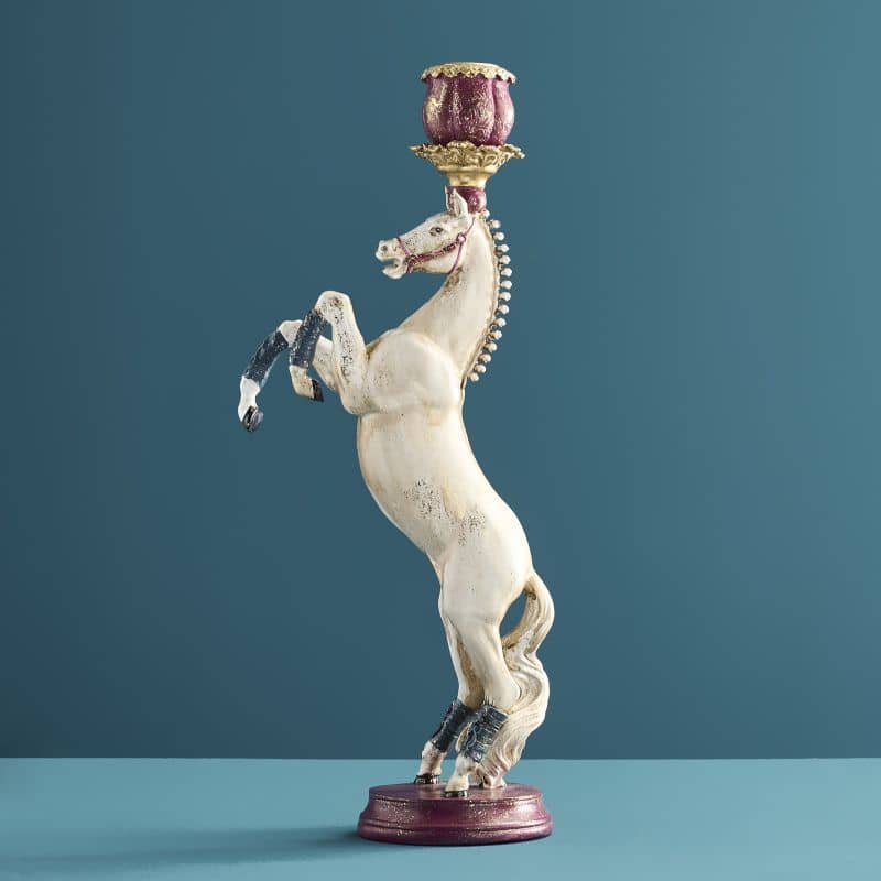 WERNS® Candelabra Circus Horse, White Polyresin