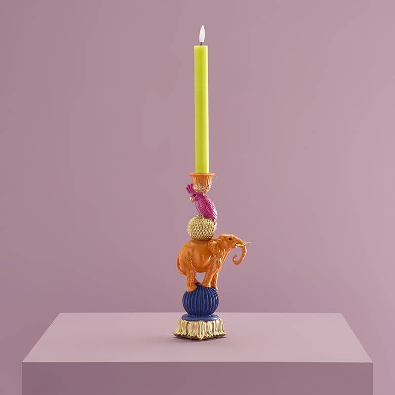 WERNS® Candleholder Elephant with Cockatoo, Hand-Painted