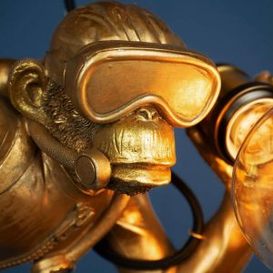 WERNS® Ceiling lamp monkey Diver Dave, gold