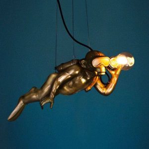 WERNS® Ceiling lamp monkey Diver Dave, gold