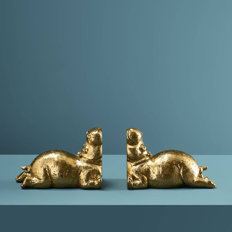 WERNS® Set of 2 Hippo Bookends, gold