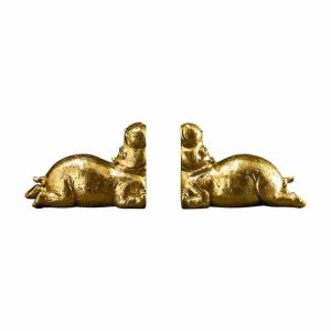WERNS® Set of 2 Hippo Bookends, gold