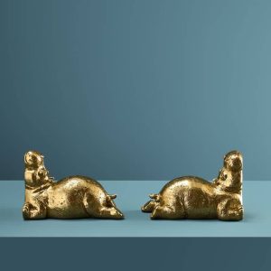 WERNS® Set of 2 Hippo Bookends, gold