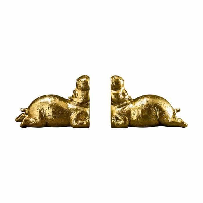 WERNS® Set of 2 Hippo Bookends, gold