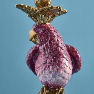 WERNS® Set of 2 parrot candle holders, pink-green