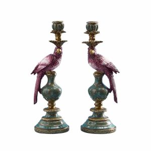 WERNS® Set of 2 parrot candle holders, pink-green