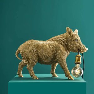 WERNS® Table Lamp Wild Boar William, gold
