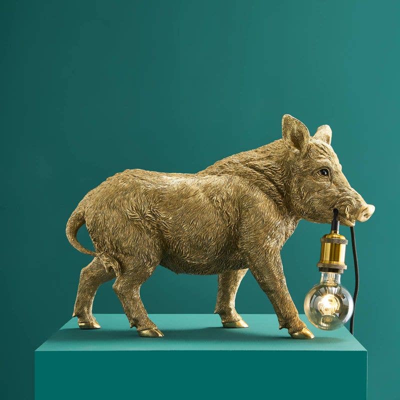 WERNS® Table Lamp Wild Boar William, gold