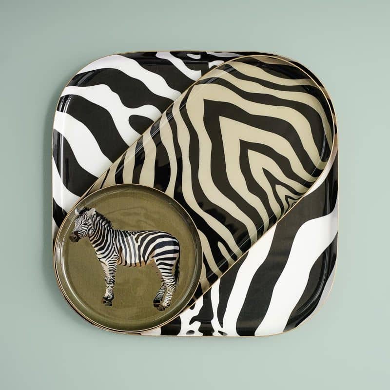 Werns® Set of 3 Tray Set Zebra Black &White, Black & Beige, Brown - Image 2